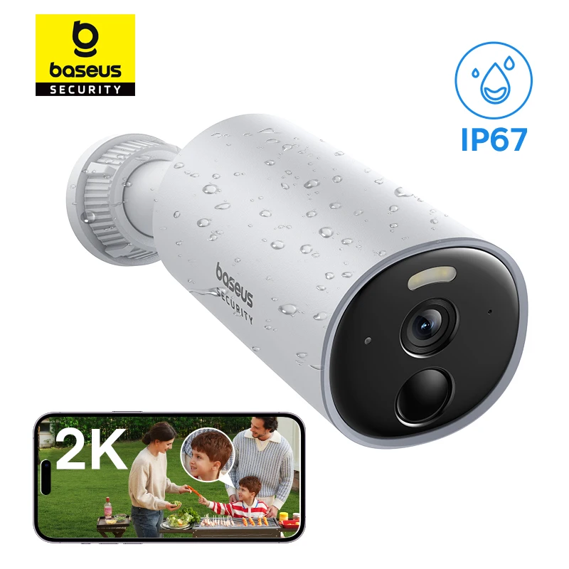 Câmera de Segurança Baseus Security B1 2K Wi-Fi Externa | Visão Noturna, Bateria 7800mAh e Armazenamento 8GB