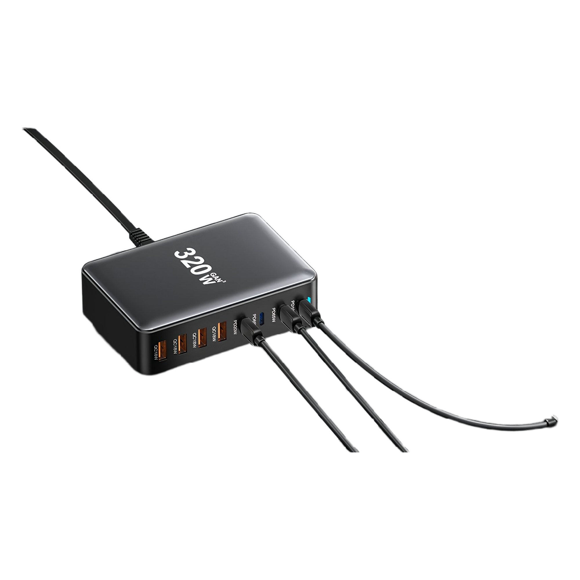 Carregador de Mesa ESSAGER GaN 320W 8 Portas USB-C e USB-A | PD 100W para Notebook, MacBook, iPhone e Samsung - Imagem 5