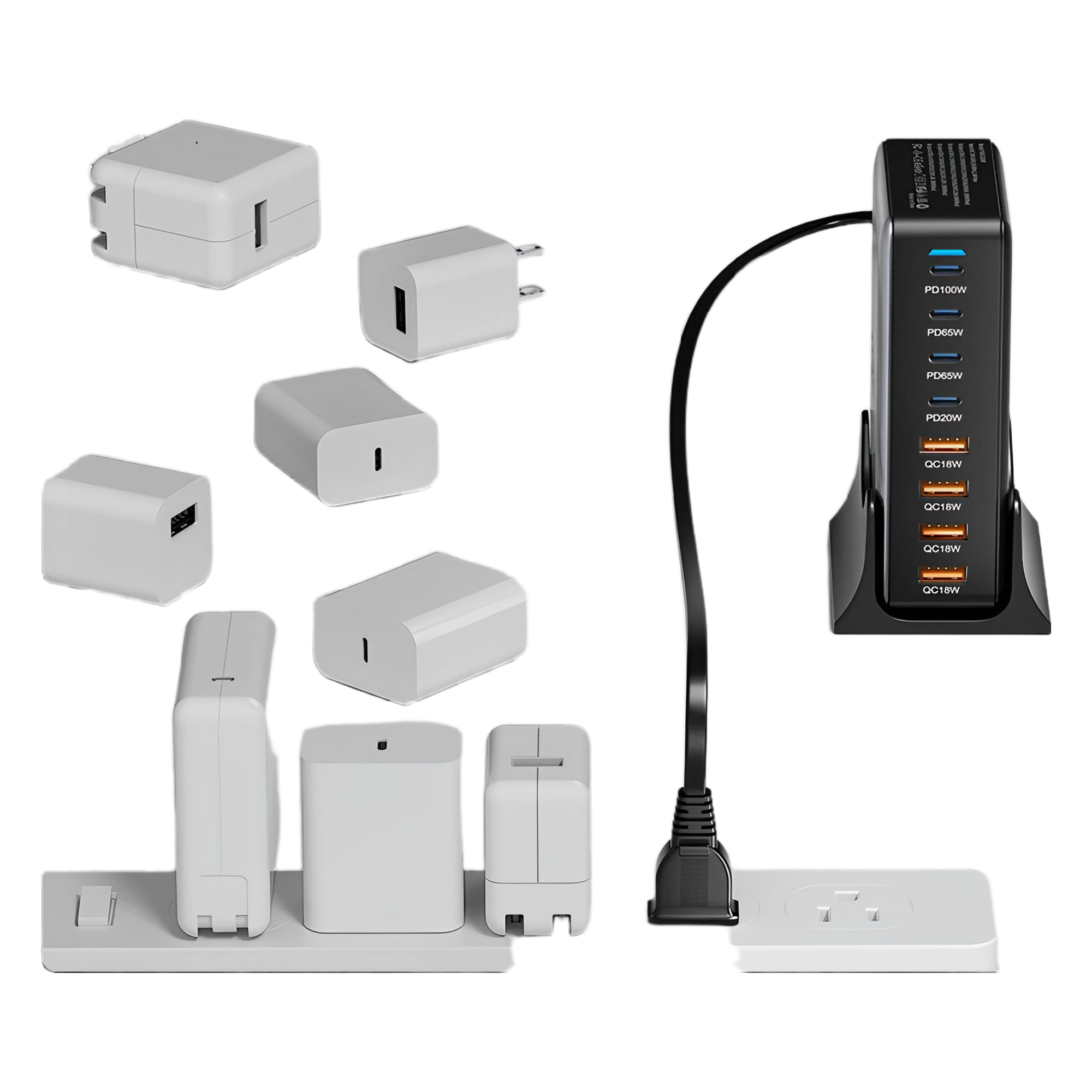 Carregador de Mesa ESSAGER GaN 320W 8 Portas USB-C e USB-A | PD 100W para Notebook, MacBook, iPhone e Samsung - Imagem 2