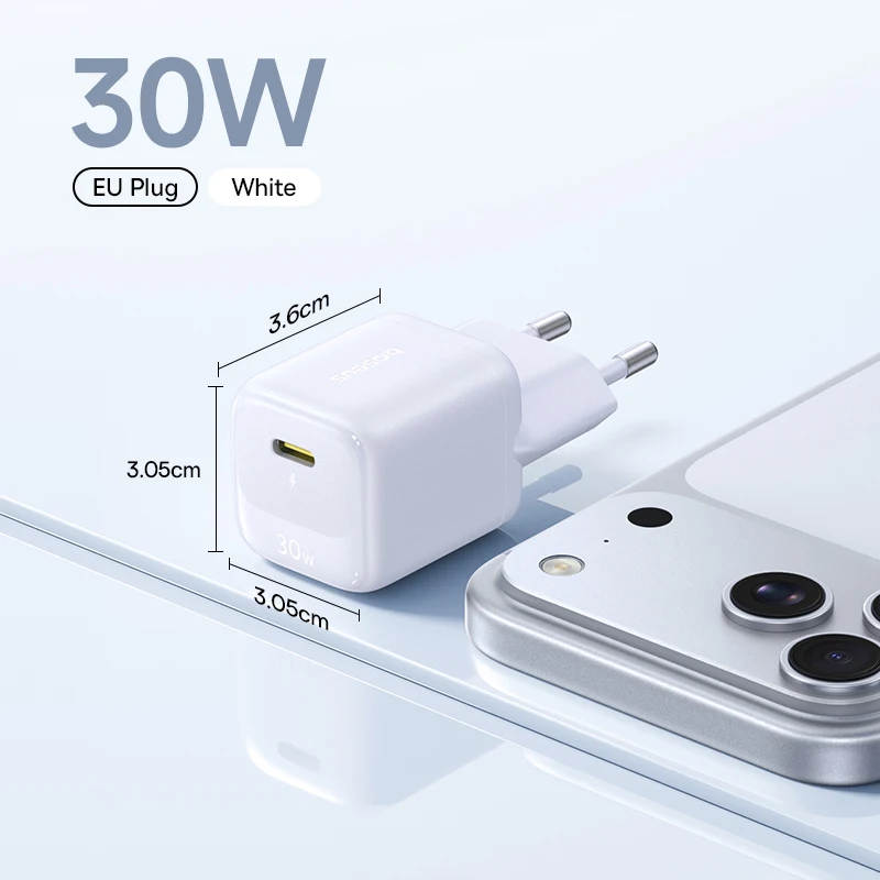 Baseus Carregador GaN 30W USB-C PD 3.0 para iPhone e Android - Imagem 8