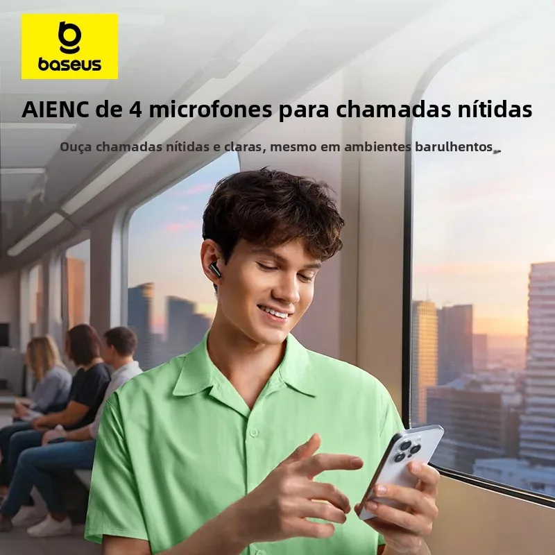 Baseus Bass EP10 NC ANC 43dB Bluetooth 6.0 com 4 Microfones - Imagem 5