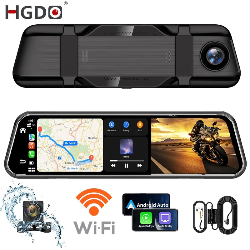 HGDO T122 Espelho Retrovisor Inteligente 10” 4K com CarPlay