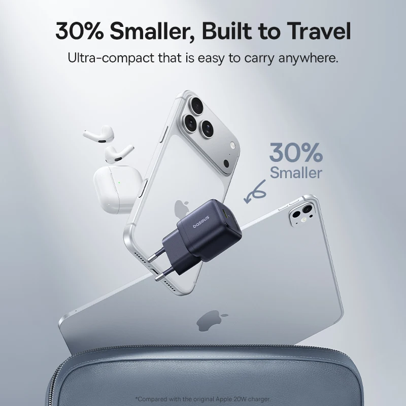 Baseus Carregador GaN 30W USB-C PD 3.0 para iPhone e Android - Imagem 4