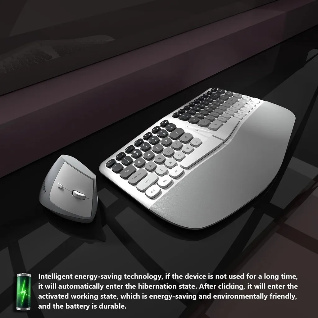 Jomaa Kit Teclado Ergonômico Split Sem Fio + Mouse Vertical - Imagem 5