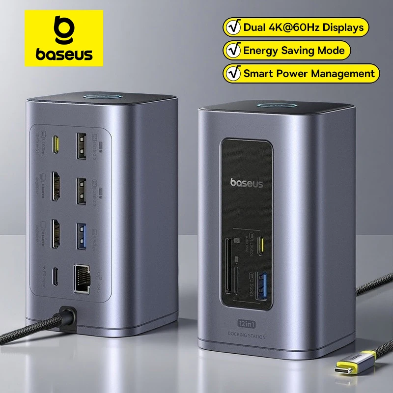 Baseus Nomos NU1 Air Hub USB-C 12 em 1 Dual HDMI 4K 60Hz