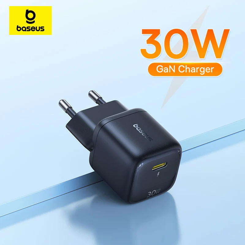 Baseus Carregador GaN 30W USB-C PD 3.0 para iPhone e Android