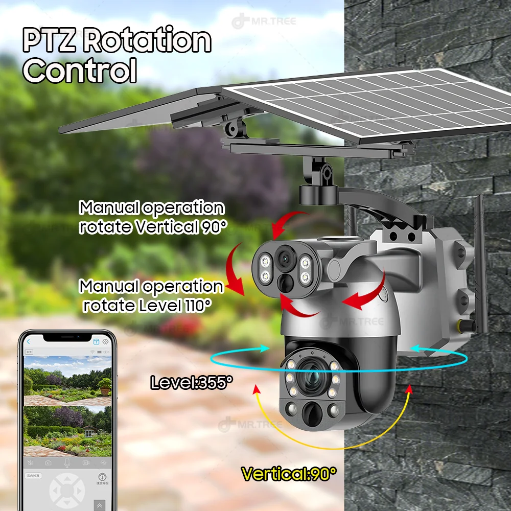 Câmera Solar MR.TREE 10MP PTZ com Zoom Óptico 50x e 4G/Wi‑Fi - Imagem 4