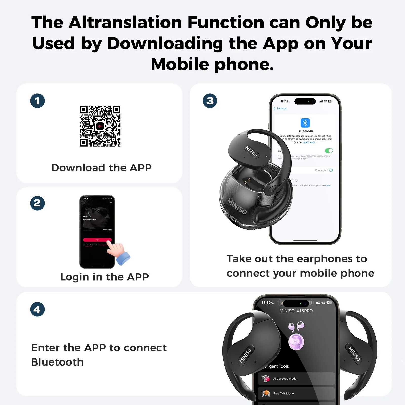 Fone Tradutor MINISO X15 Pro Bluetooth 5.4 com Áudio Hi-Fi - Imagem 4