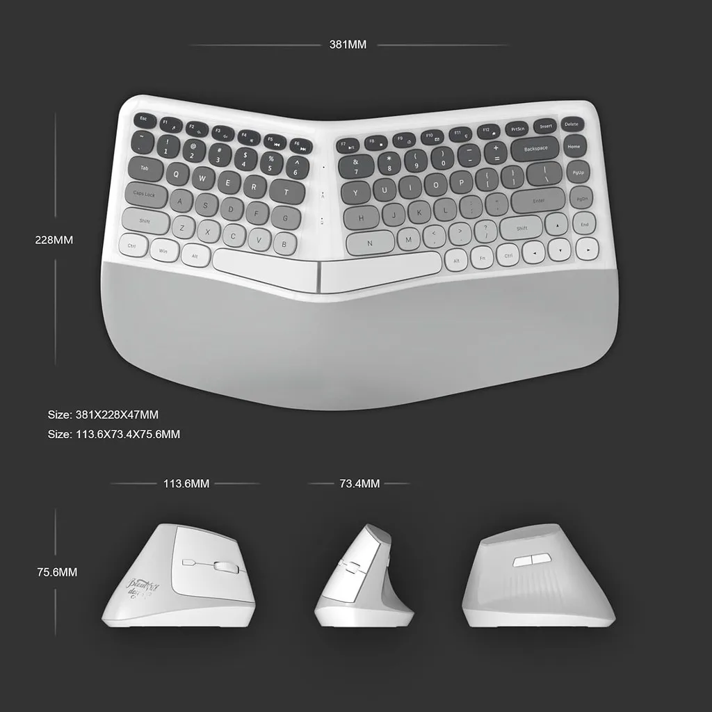 Jomaa Kit Teclado Ergonômico Split Sem Fio + Mouse Vertical - Imagem 6