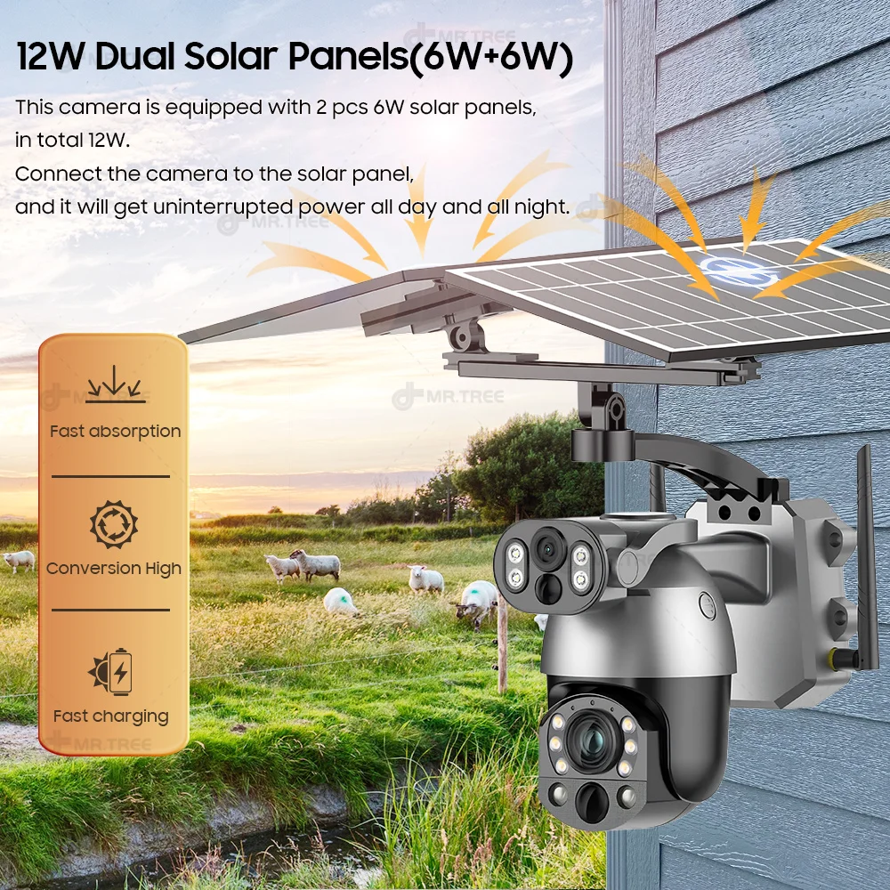 Câmera Solar MR.TREE 10MP PTZ com Zoom Óptico 50x e 4G/Wi‑Fi - Imagem 3