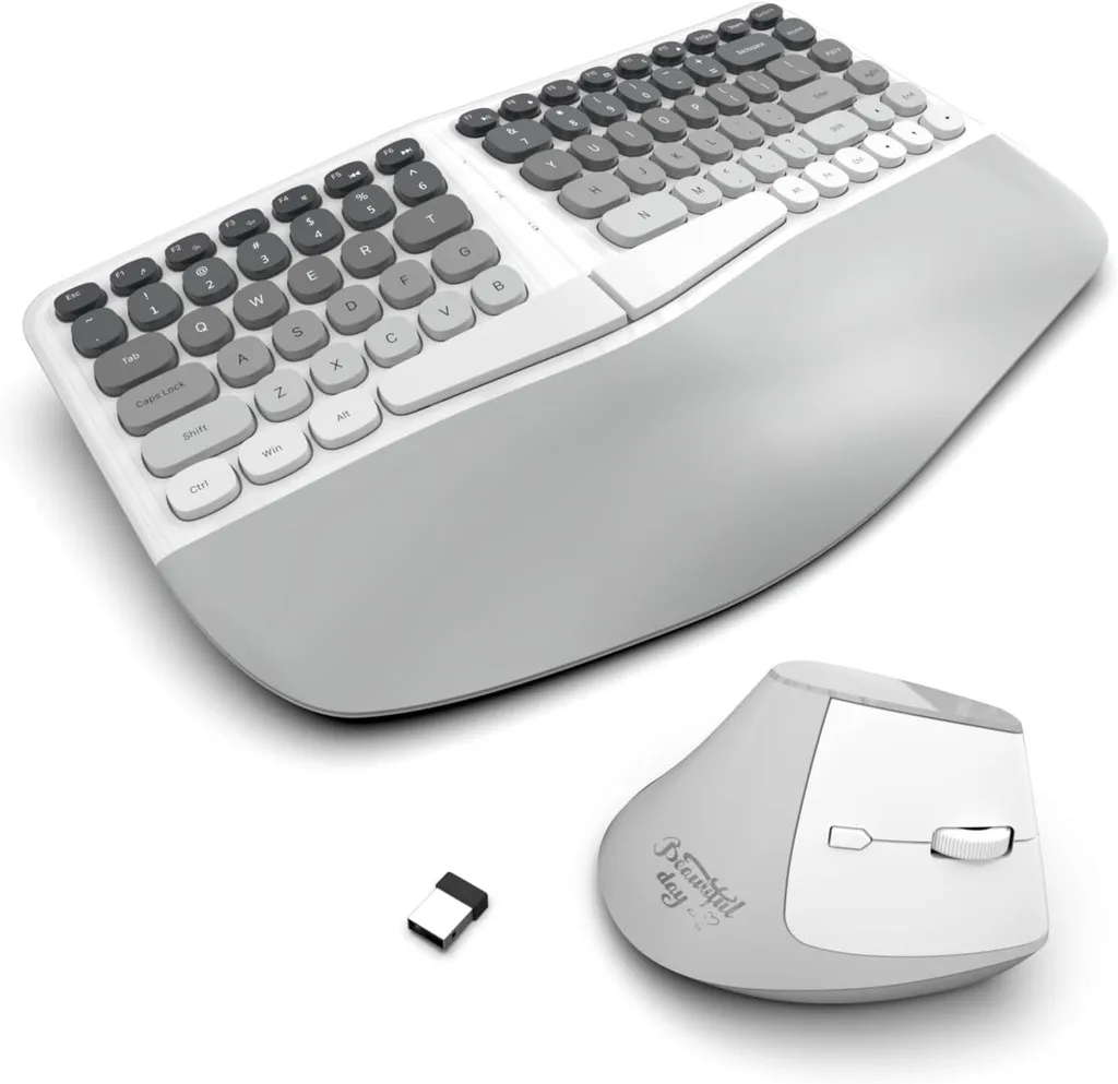 Jomaa Kit Teclado Ergonômico Split Sem Fio + Mouse Vertical