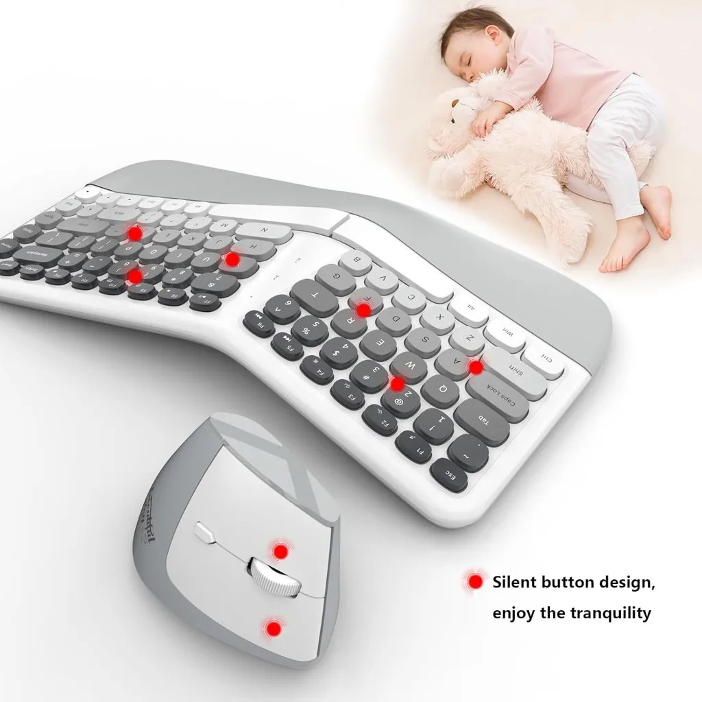 Jomaa Kit Teclado Ergonômico Split Sem Fio + Mouse Vertical - Imagem 2