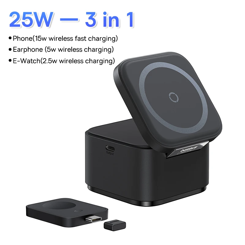 Carregador Baseus 3 em 1 25W Magnético para iPhone e AirPods - Imagem 7