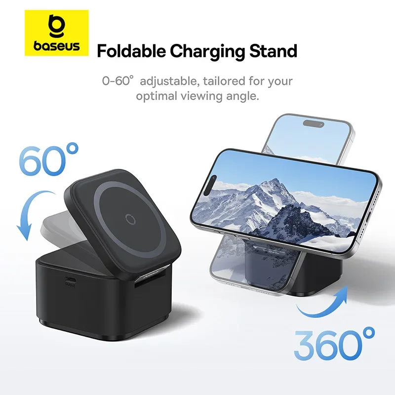 Carregador Baseus 3 em 1 25W Magnético para iPhone e AirPods - Imagem 6